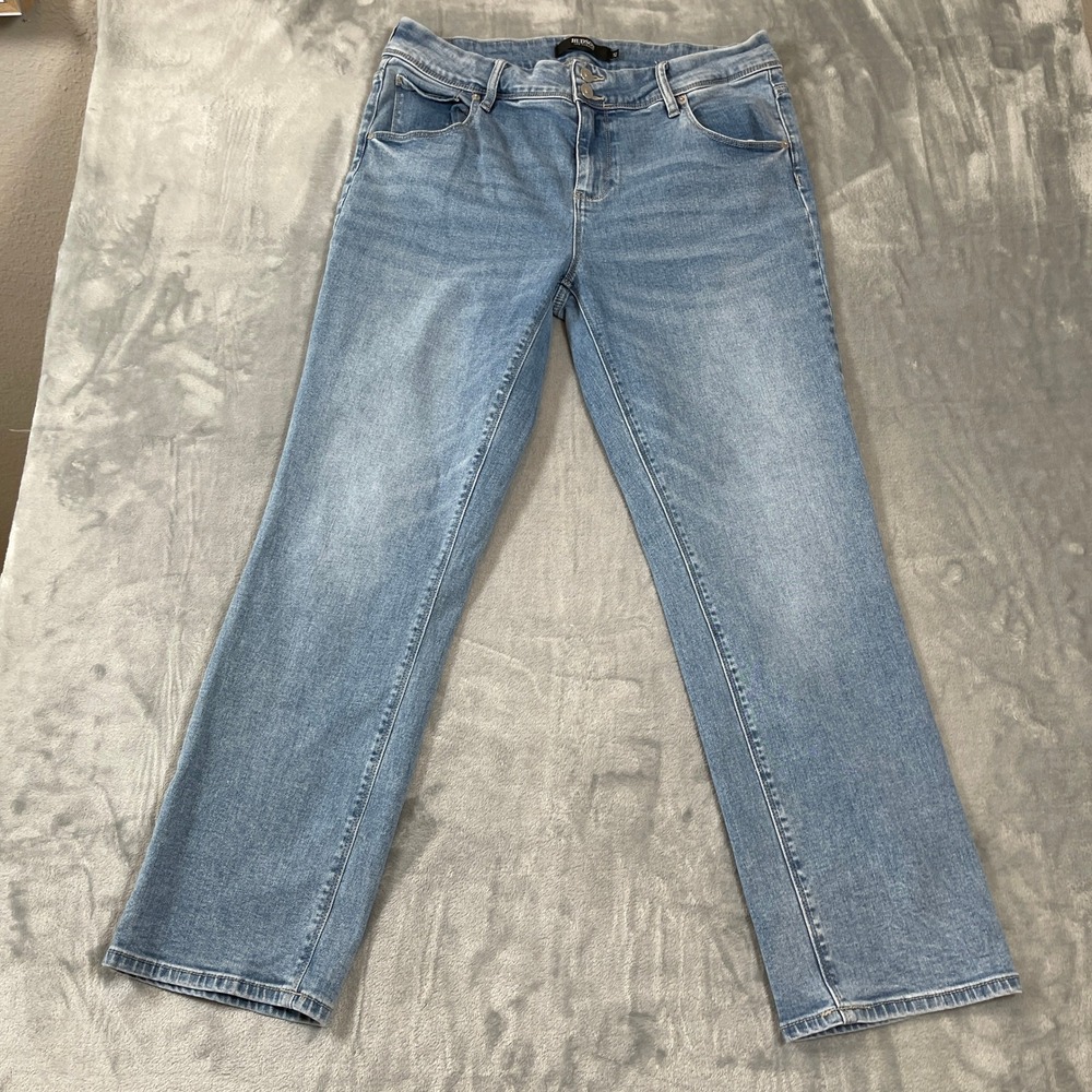 Hudson Los Angeles Womens Straight Leg Jeans Medium Wash Size 12 Flap Pocket
